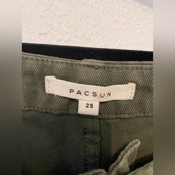 PACSUN Size 25 Womens Green 100% Cotton Zip Fly Pockets Belted Cargo Pants - Picture 3 of 8